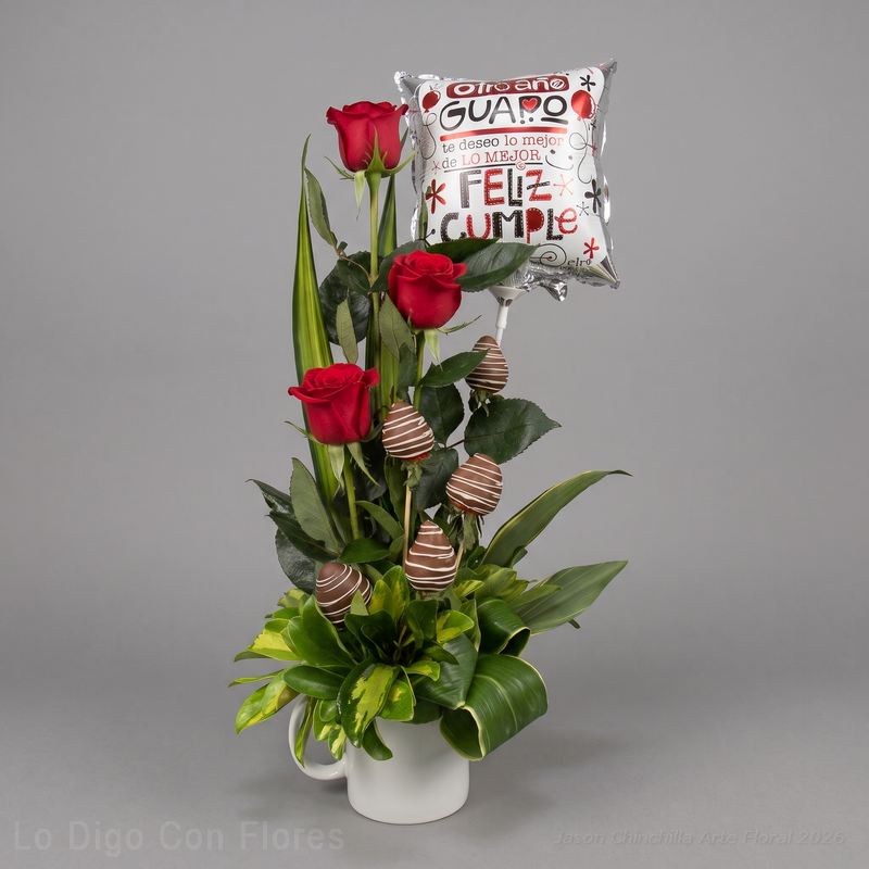 taza con rosas y fresas entrega a domicilio san jose
