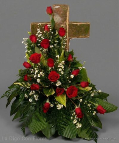 ofrenda floral tipo cruz