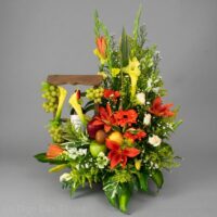vinera con flores y frutas