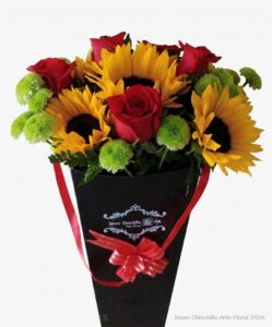 Rosas y girasoles