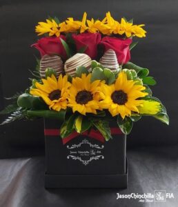 caja con flores