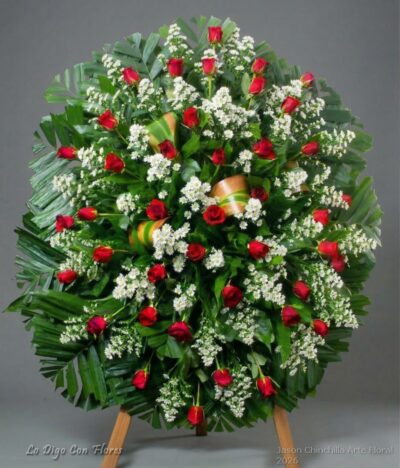 Medallón fúnebre de rosas