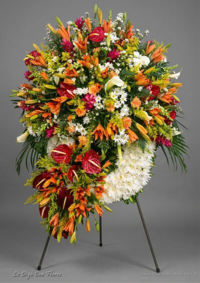 Corona funebre con tributo