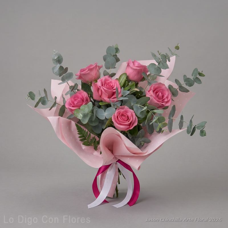 rosas en ramo con decoracione especial
